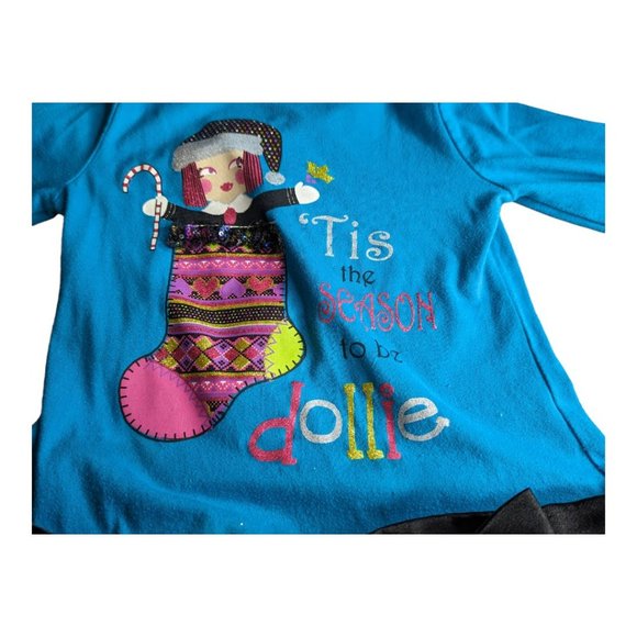 Dollie & Me Blue & Black Long Sleeve Dress Size 8 - Picture 8 of 11